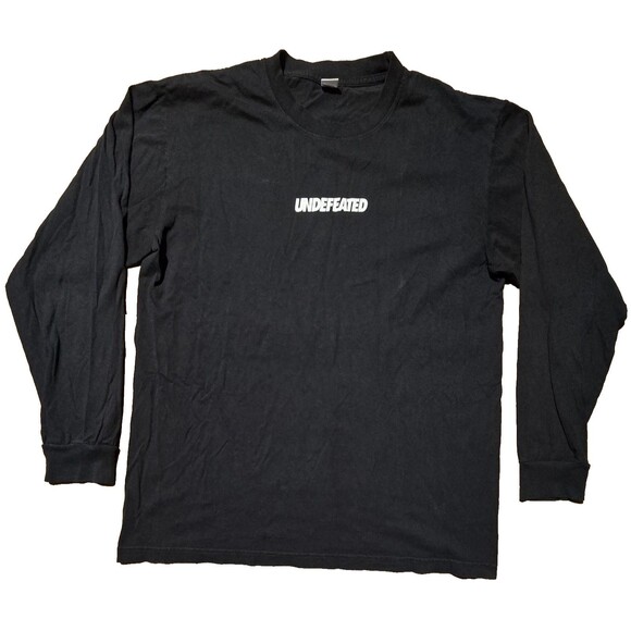 VTG UNDEFEATED Shirt Streetwear L Black Long Sleeve Center Chest Logo Light Fade - Picture 1 of 8